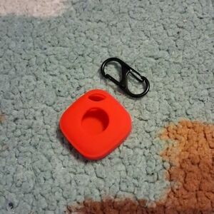 Red Silicone Tile Tacker Keychain Holder with Black Clip